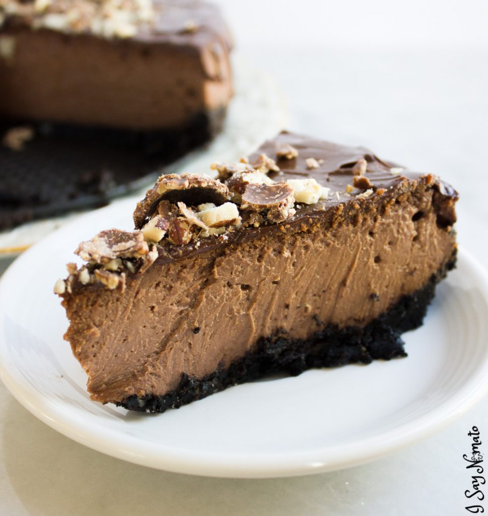 Indulge yourself with this ridiculously smooth and creamy Chocolate Hazelnut Cheesecake. Made with a full jar of Nutella and topped with crumbled Fererro Rocher, it is a chocolate-hazelnut lover's paradise! 