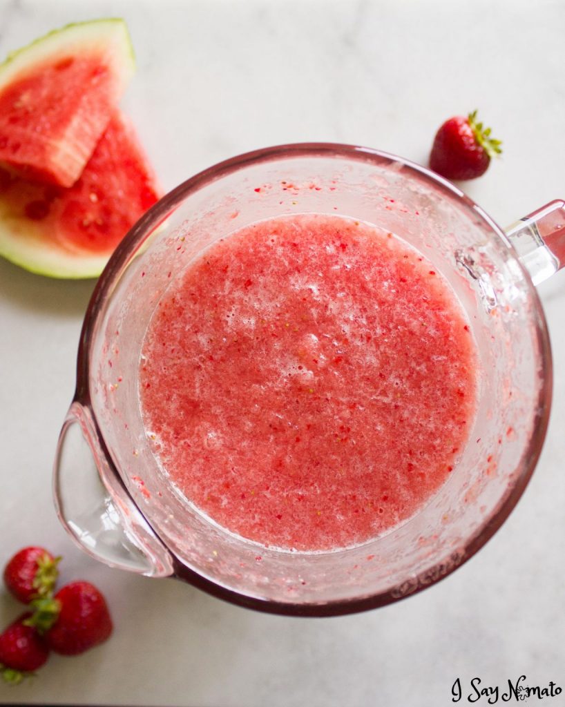 Made with just three ingredients, these Strawberry Watermelon Slushies are filled with fresh, flavourful fruit for a quick and refreshing drink!