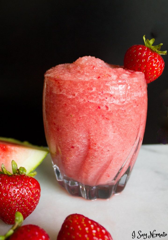 Made with just three ingredients, these Strawberry Watermelon Slushies are filled with fresh, flavourful fruit for a quick and refreshing drink!
