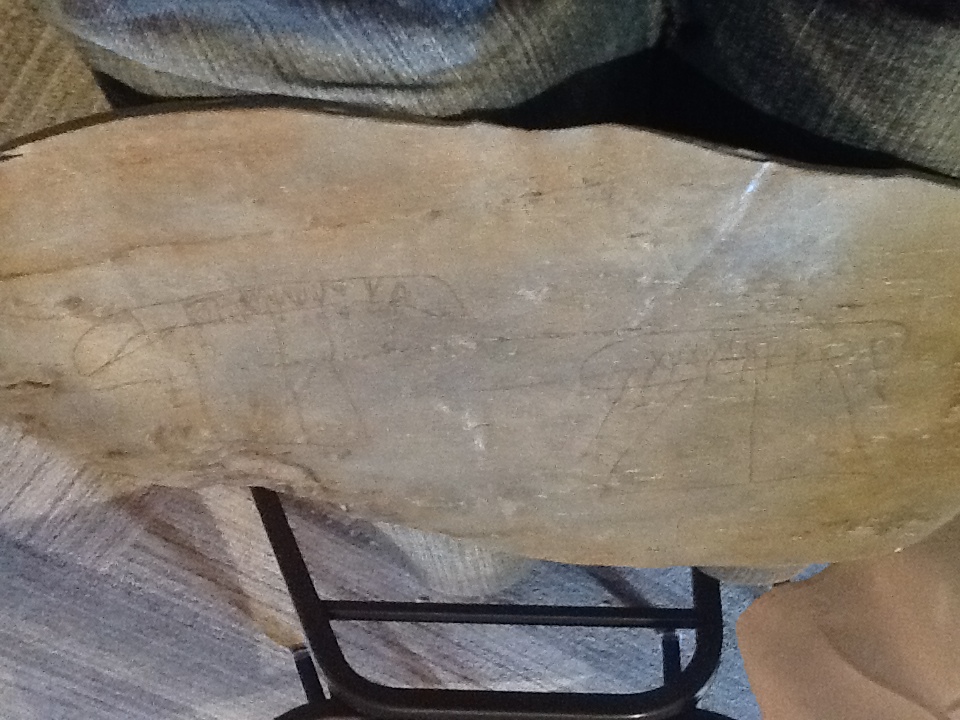 Silicone cast of a petroglyph from Kejimkujik