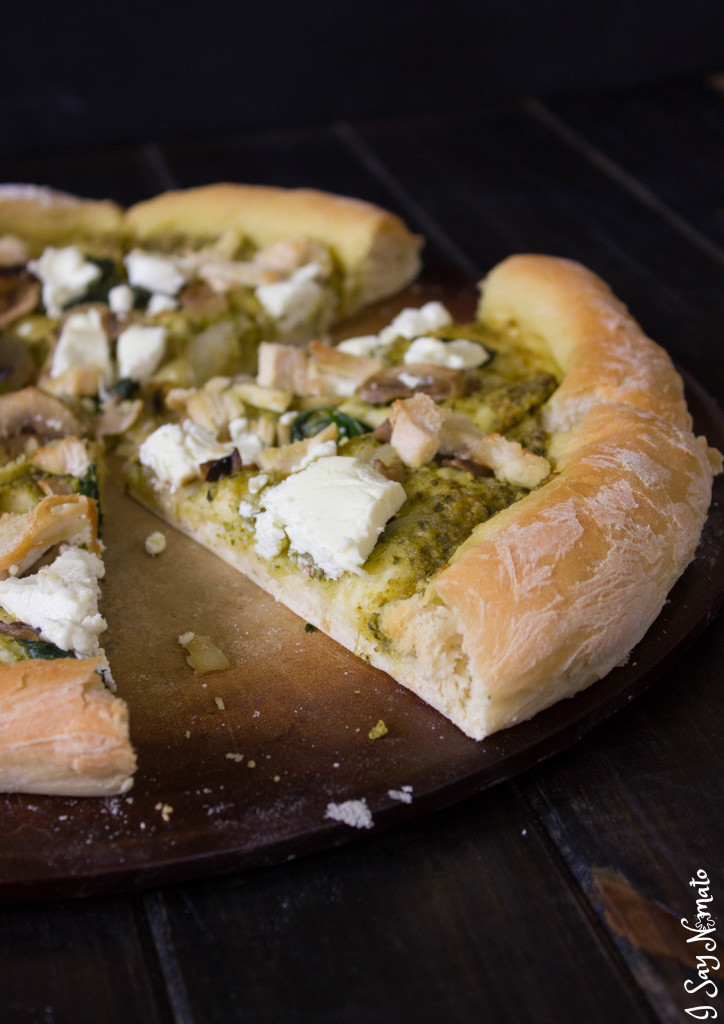 Pesto and Goat Cheese Pizza - I Say Nomato Nightshade Free Food Blog