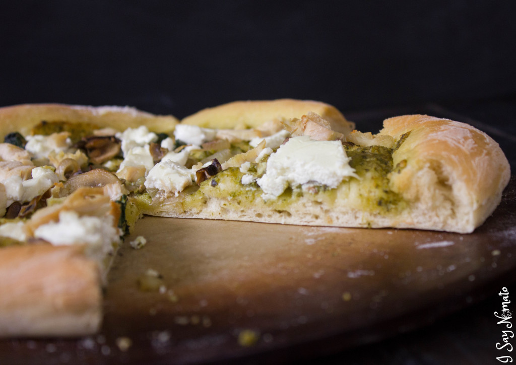 Pesto and Goat Cheese Pizza - I Say Nomato Nightshade Free Food Blog