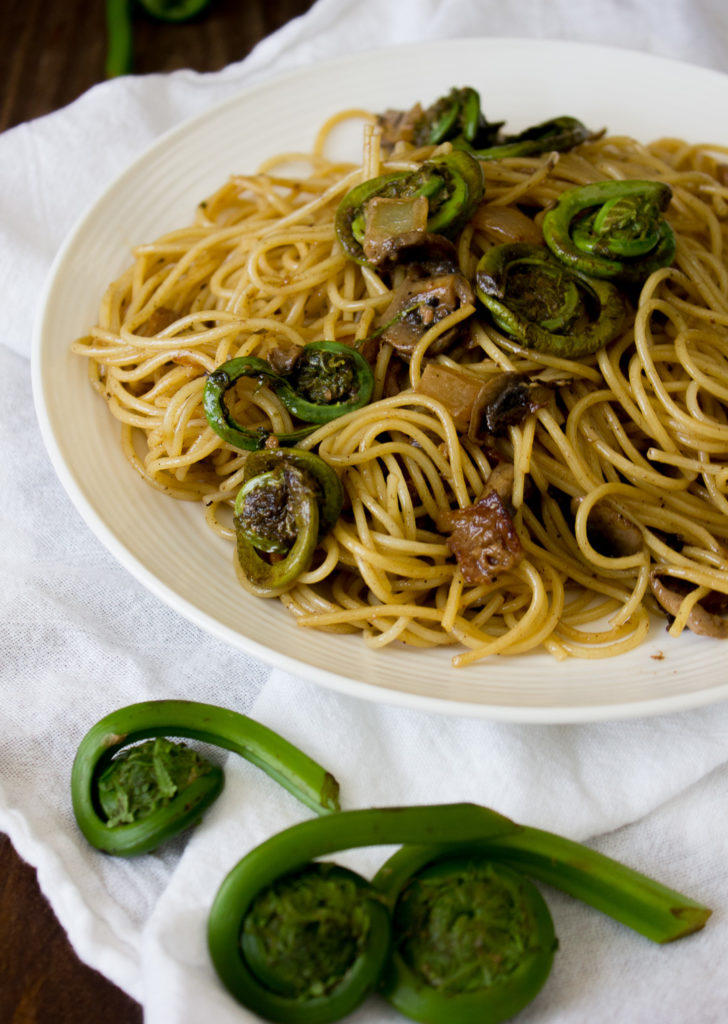 Fiddleheads are so crisp and sweet, they're the perfect counterpart to the salty bacon in this recipe for Bacon and Fiddlehead Spaghetti!