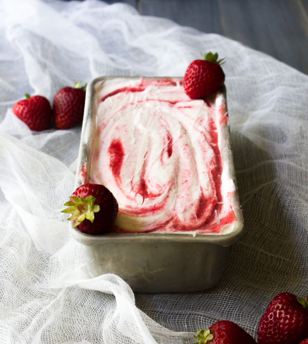 Easy 3 Ingredient No-Churn Strawberry Ice Cream is a sweet way to enjoy those beautiful, fresh berries!