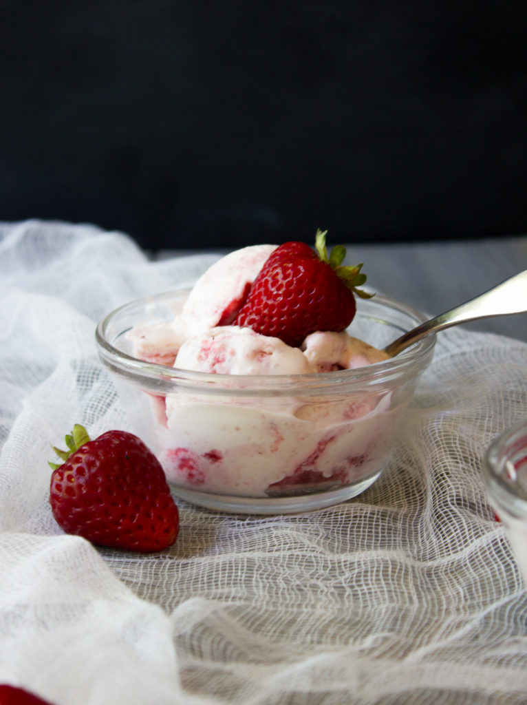 Easy 3 Ingredient No-Churn Strawberry Ice Cream is a sweet way to enjoy those beautiful, fresh berries!