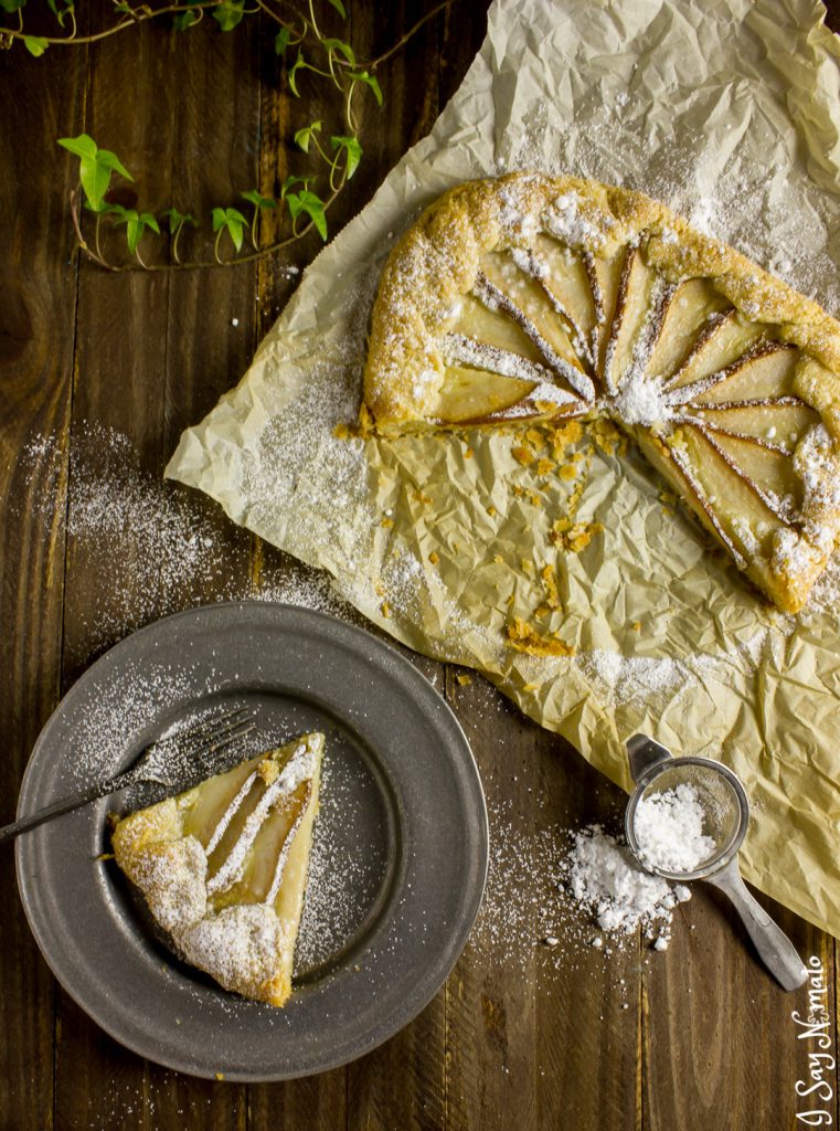 Light, flaky pastry, pears and almond cream make the perfect Frangipane and Pear Galette from I Say Nomato