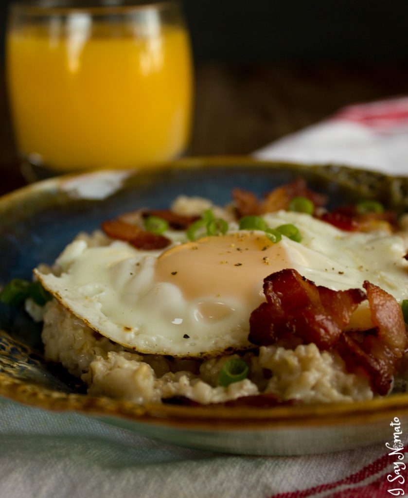 Get your day off to a good start with savory oatmeal. Topped with bacon, eggs and chives, it'll show you a whole new way to enjoy your breakfast!