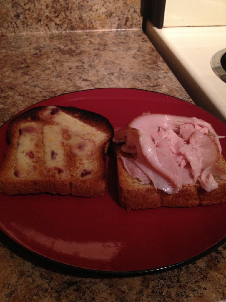 Open Sandwich with turney and cranberry cheddar