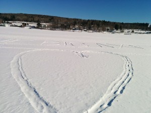 On February 12, 2014, some hapy Big Axe customers left a message in the snow for the Brewery and B&B Source: Big Axe Facebook Page